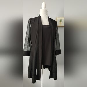 R&M Richards Womens Elegant 2-in-one Blouse Open 3/4 Sleeve Cardigan Tops New